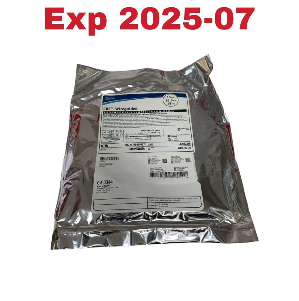 BOSTON SCIENTIFIC M00558490 CRE Wireguided Esophageal / Pyloric / Colonic Balloon Dilatation Catheter 15mm 16.5mm 18mm 240cm Box of 1 EXP 2025 07