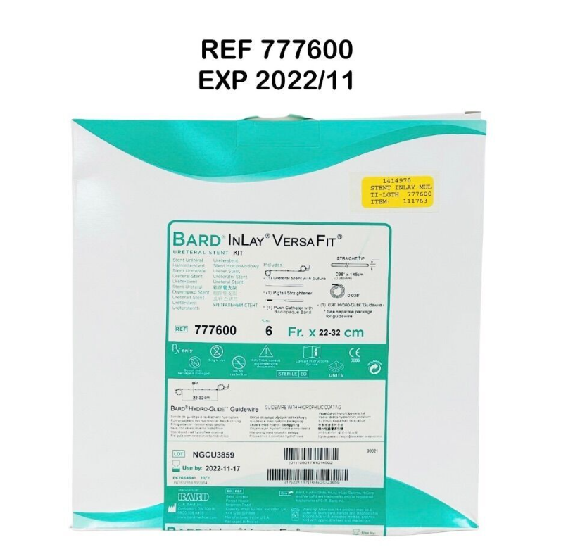 BARD 777600 INLAY VERSAFIT URETERAL STENT KIT 6 Fr. X 22-32 Cm EXP 2022 11