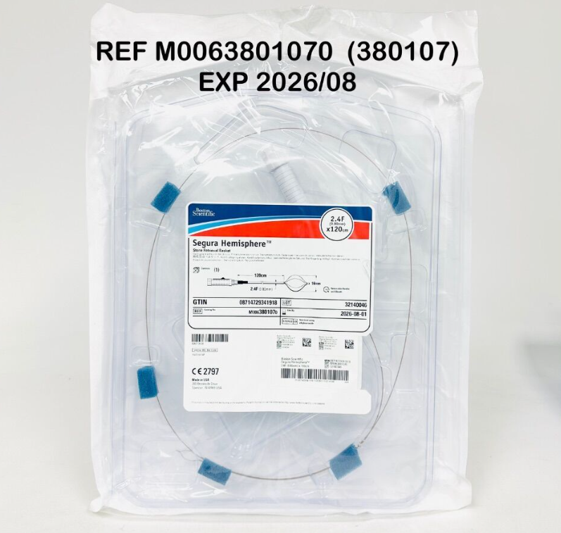 BOSTON SCIENTIFIC M0063801070 (380107) Segura Hemisphere Stone Retrieval Basket 2.4F (0.80 mm) X 120cm EXP 2026 08
