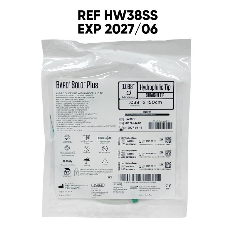 BARD HW38SS SOLO Plus Hybrid Guidewire .038" x 150cm (0.965mm) EXP 2027 06