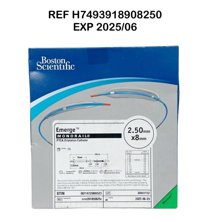 BOSTON SCIENTIFIC H7493918908250 Emerge MONORAIL PTCA Dilatation Catheter 2.50 mm x 8mm EXP 2025 06