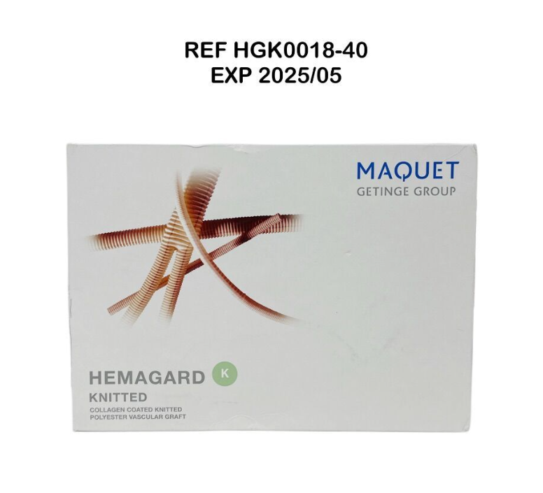 MAQUET HGK0018-40 HemaGard K Collagen‑Coated Knitted Polyester Vascular Graft straight 18 mm × 40 cm EXP 2025 05