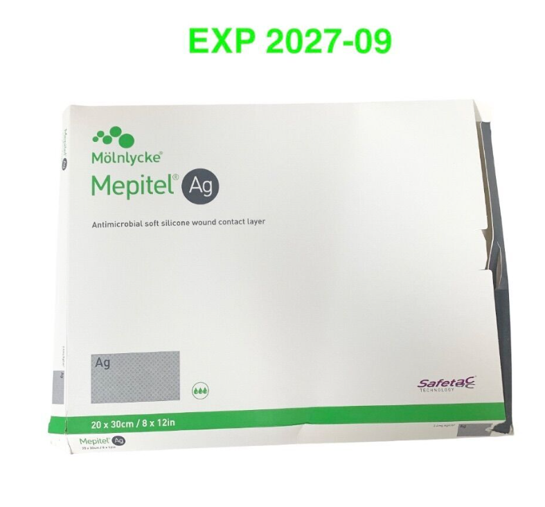 MOLNLYCKE 392090 Mepitel Ag Antimicrobial Silicone Wound Contact Layer 20x30cm EXP.2027 09