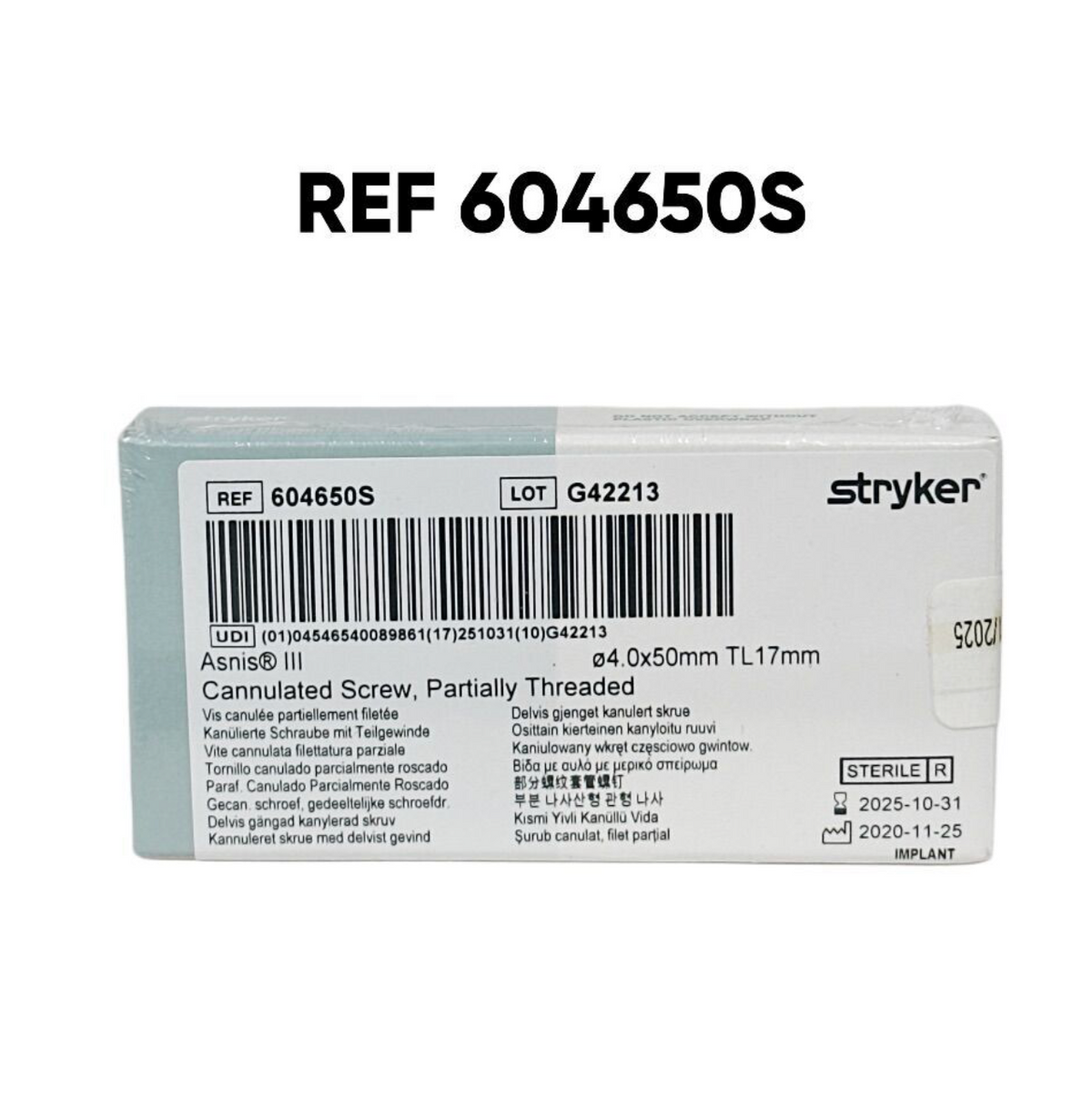 STRYKER 604650S Asnis III Cannulated Screw 4.0mm × 50mm EXP 2025 10