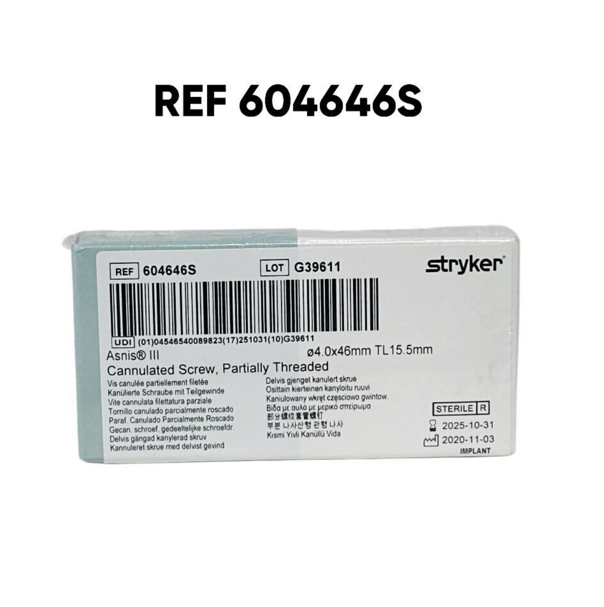 STRYKER 604646S Asnis III Cannulated Screw 4.0mm × 46mm EXP 2025 10