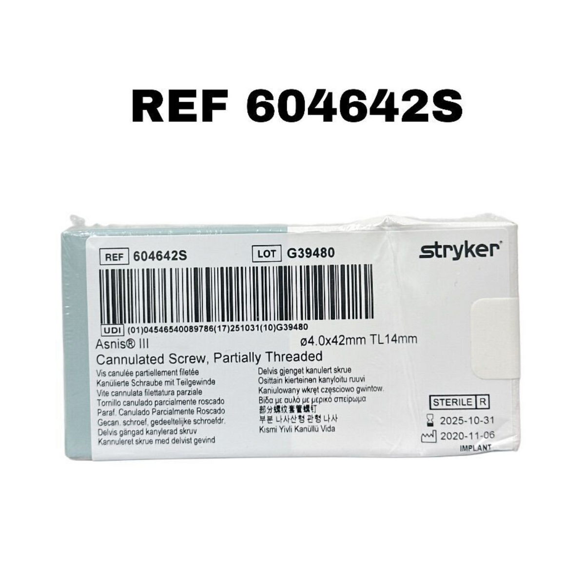 STRYKER 604642S Asnis III Cannulated Screw 4.0mm × 42mm  EXP 2025 10