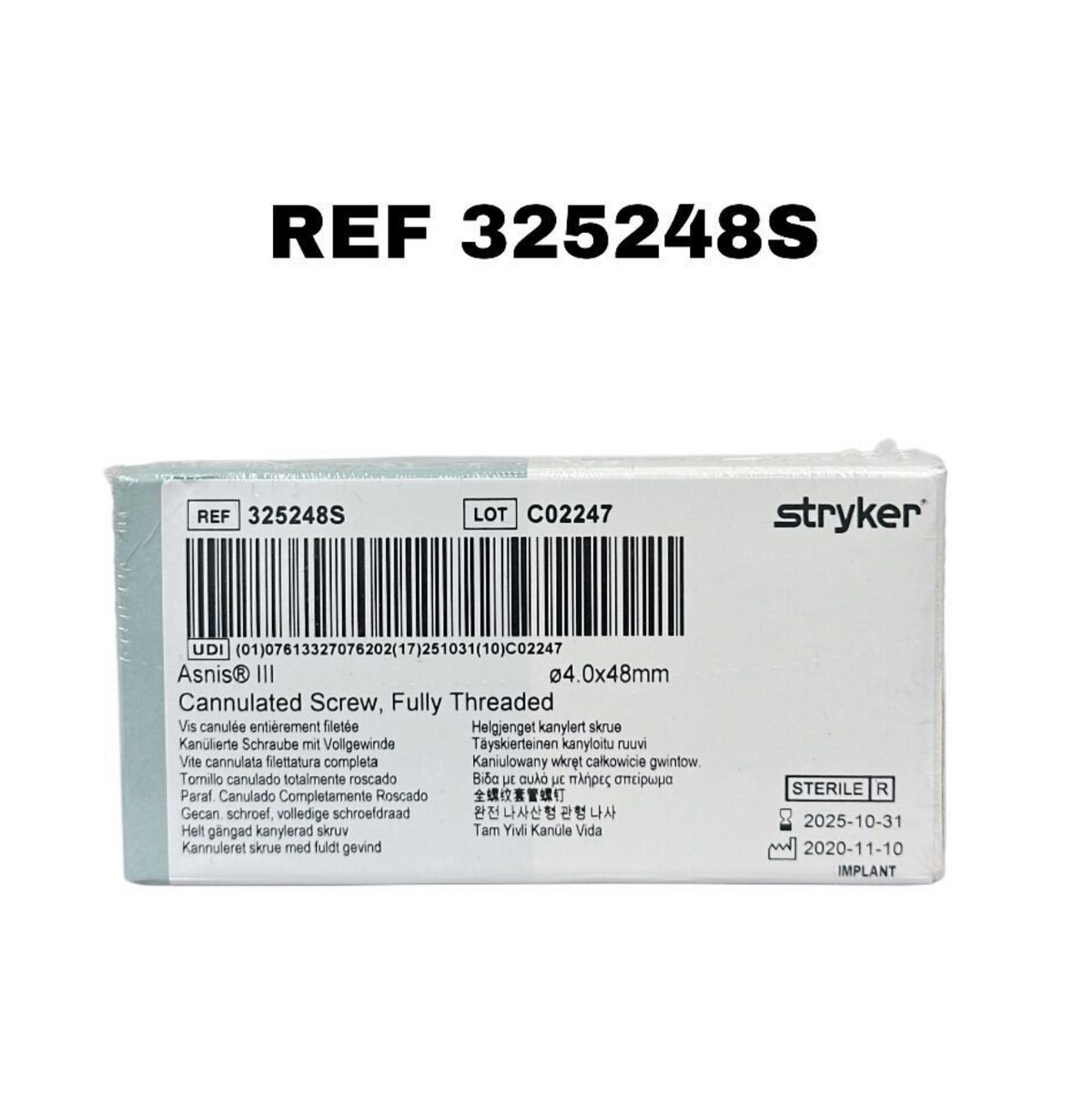 STRYKER 325248S Asnis III Cannulated Screw 4.0 × 48mm  Fully Threaded  EXP 2025 10