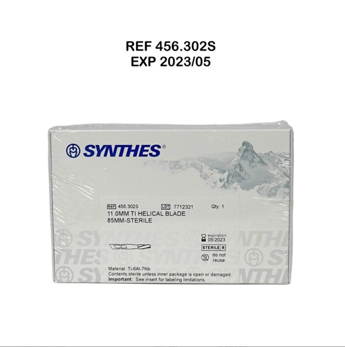 SYNTHES 456.302S 11.0mm TI HELICAL BLADE 85MM STERILE EXP 2023 05