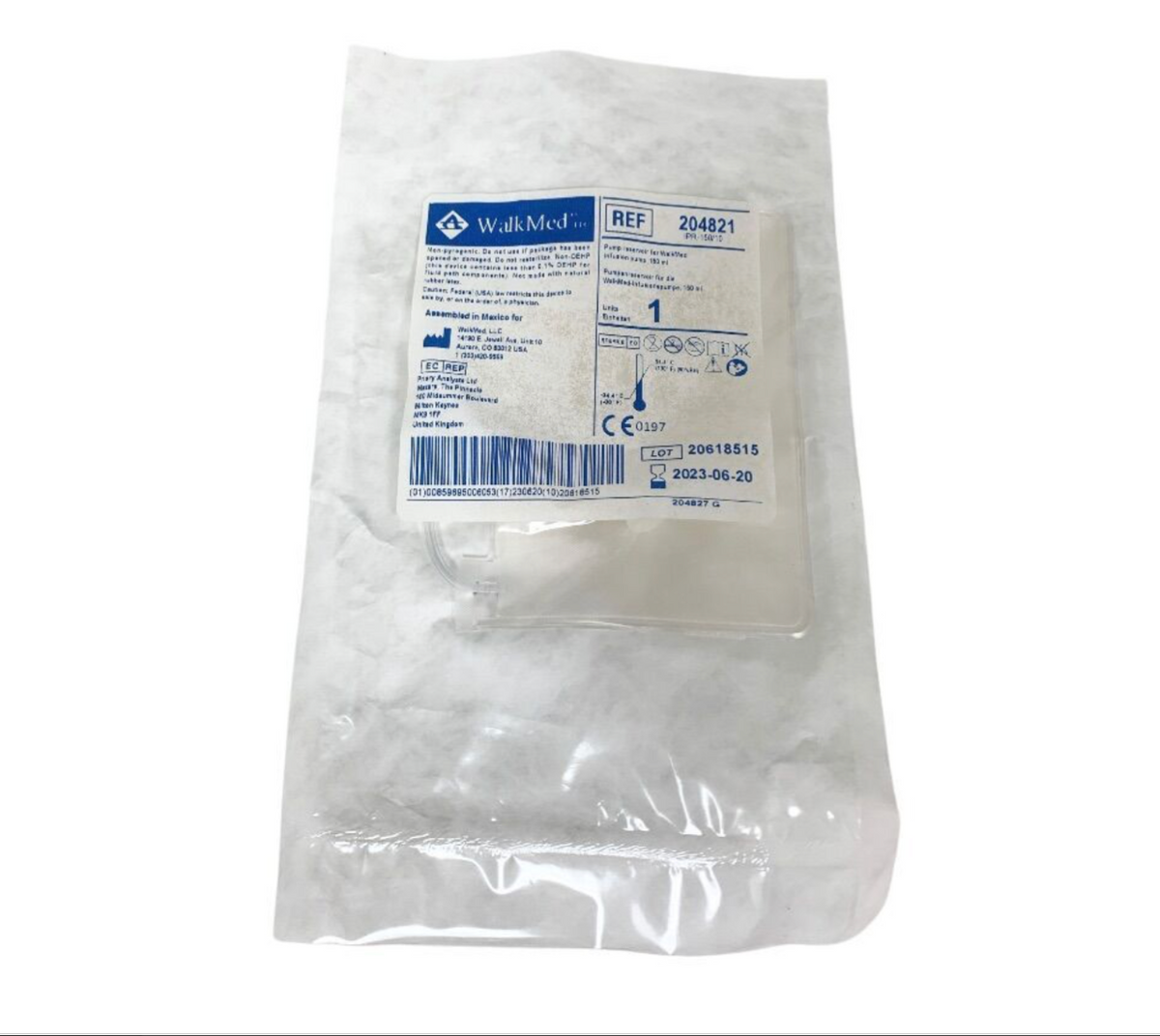 WALKMED 204821 Pump reservoir for WalkMed infusion pump 150 ml Expired