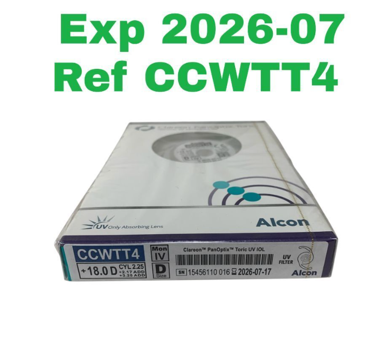 ALCON CCWTT4 Clareon PanOptix Toric UV IOL +18.0 D CYL 2.25 Exp.2026 07