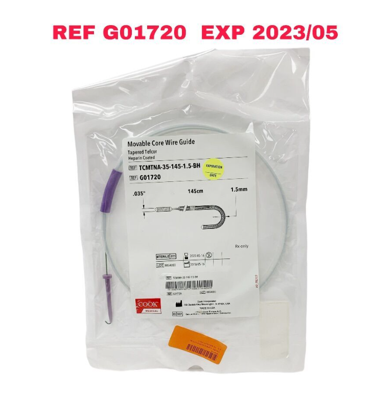 COOK MEDICAL G01720 Movable Core Wire Guide Tapered Tefcor Heparin Coated EXP 2023 05