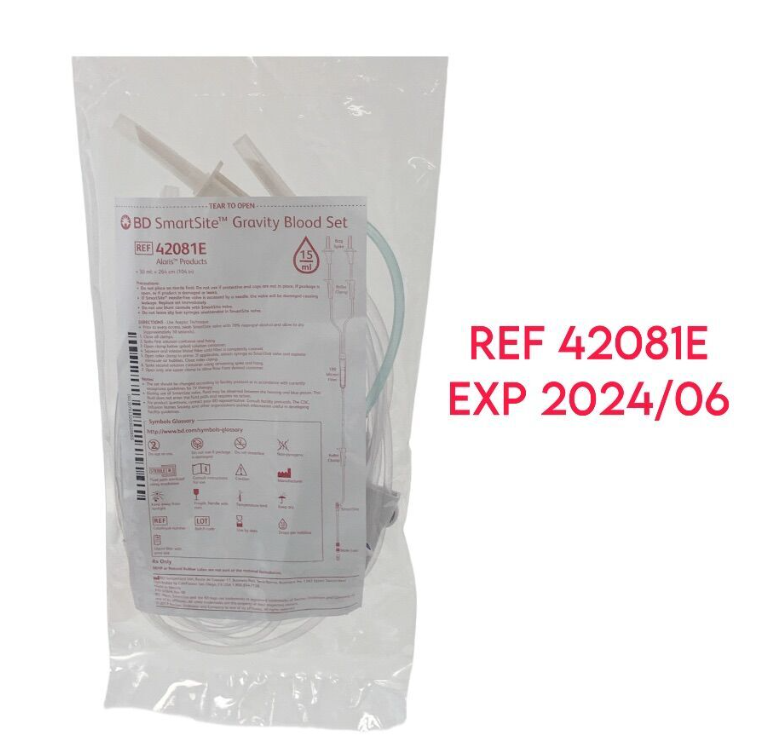 BD 42081E ALARIS OBD SmartSite Gravity Blood Set EXP 2024 06