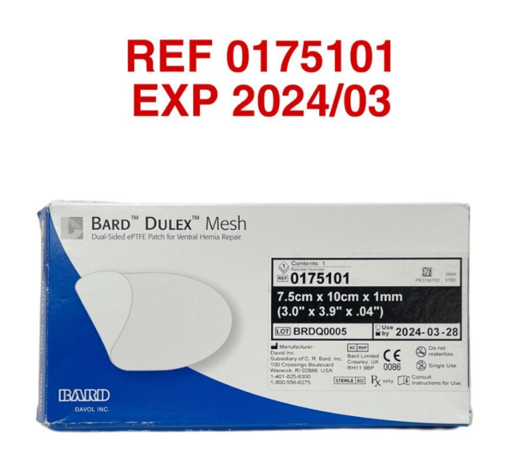 BARD 0175101 DULEX Mesh 7.5cm x 10cm x 1mm EXP 2024 03