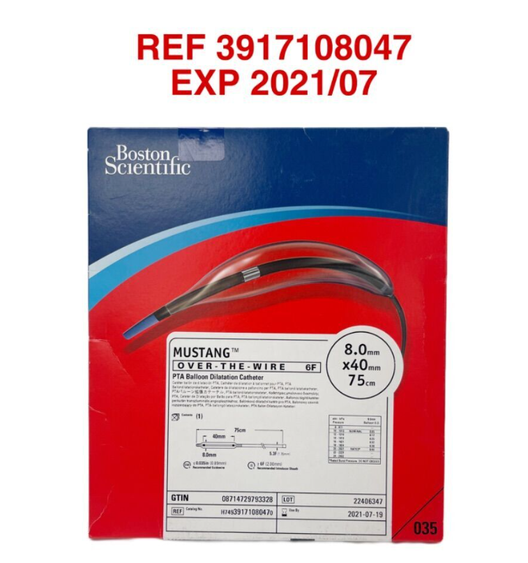 BOSTON SCIENTIFIC 3917108047 MUSTANG OVER -THE -WIRE PTA Balloon Dilatation Catheter 6F  8.0mm x40mm 75cm EXP 2021 07
