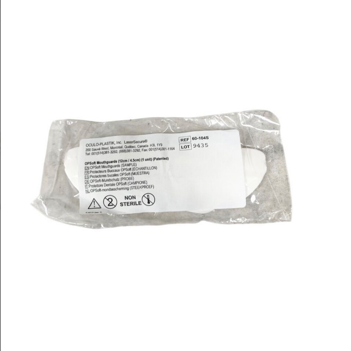 OCULO 60-104S OPSoft LaserSecure Dental Mouthguards 12cm 4.5cm