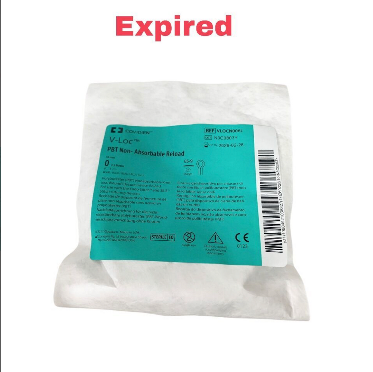 COVIDIEN VLOCN006L PBT Non-Absorbable Reload 10 mm EXP 2026 02