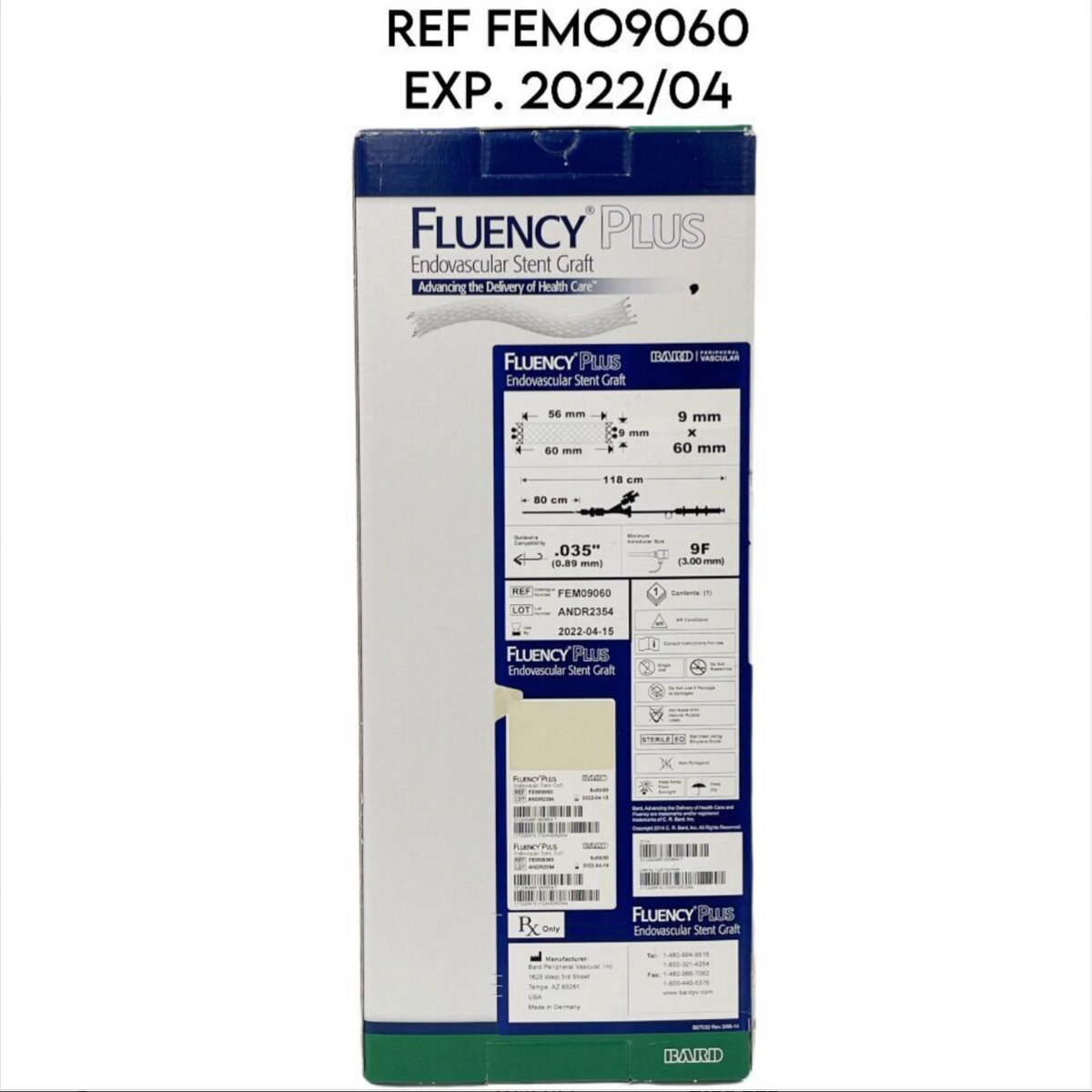 BARD FEM09060 FLUENCY PLUS Endovascular Stent Graft 9mm X 60mm EXP 2022 04