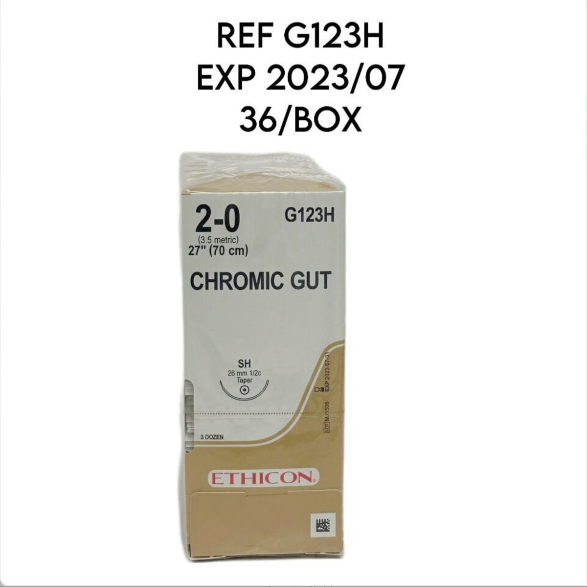 ETHICON G123H CHROMIC GUT (3.5 metric) 27" (70 cm) 36/BOX EXP 2023 07