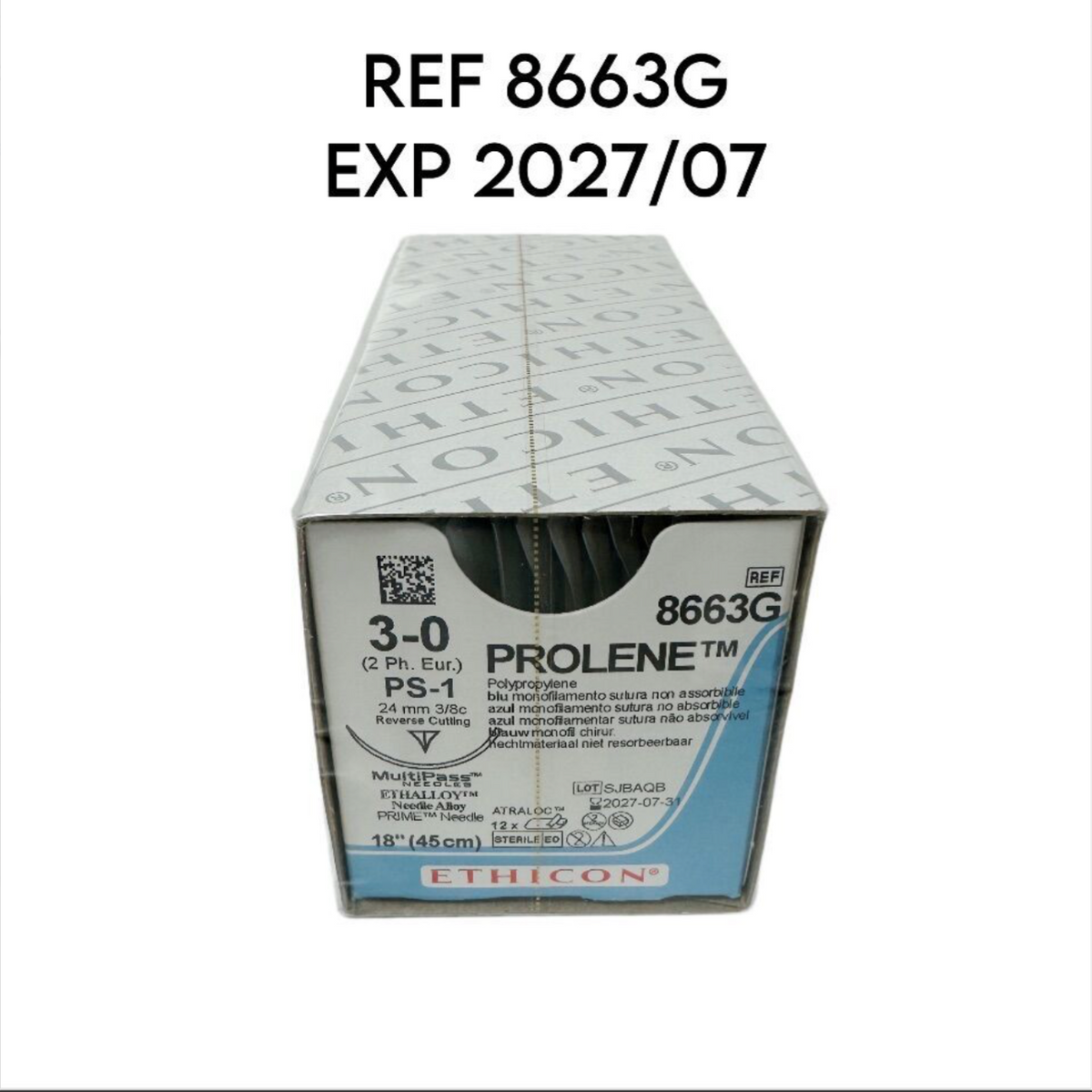 ETHICON 8663G PROLENE Polypropylene 3-0 PS-1 EXP 2027 07