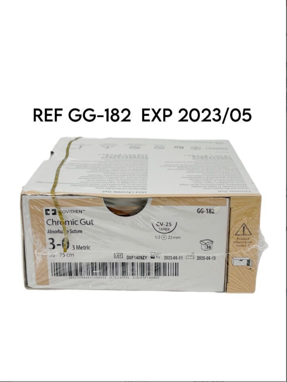 COVIDIEN GG-182 CHROMIC GUT ABSORBABLE SUTURE 3-0 CV-25 36/BOX EXP 2023 05