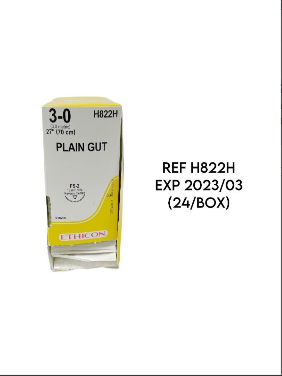 ETHICON H822H 3-0 (3.0 metric) 27" (70 cm) PLAIN GUT (24/BOX) EXP 2023/03