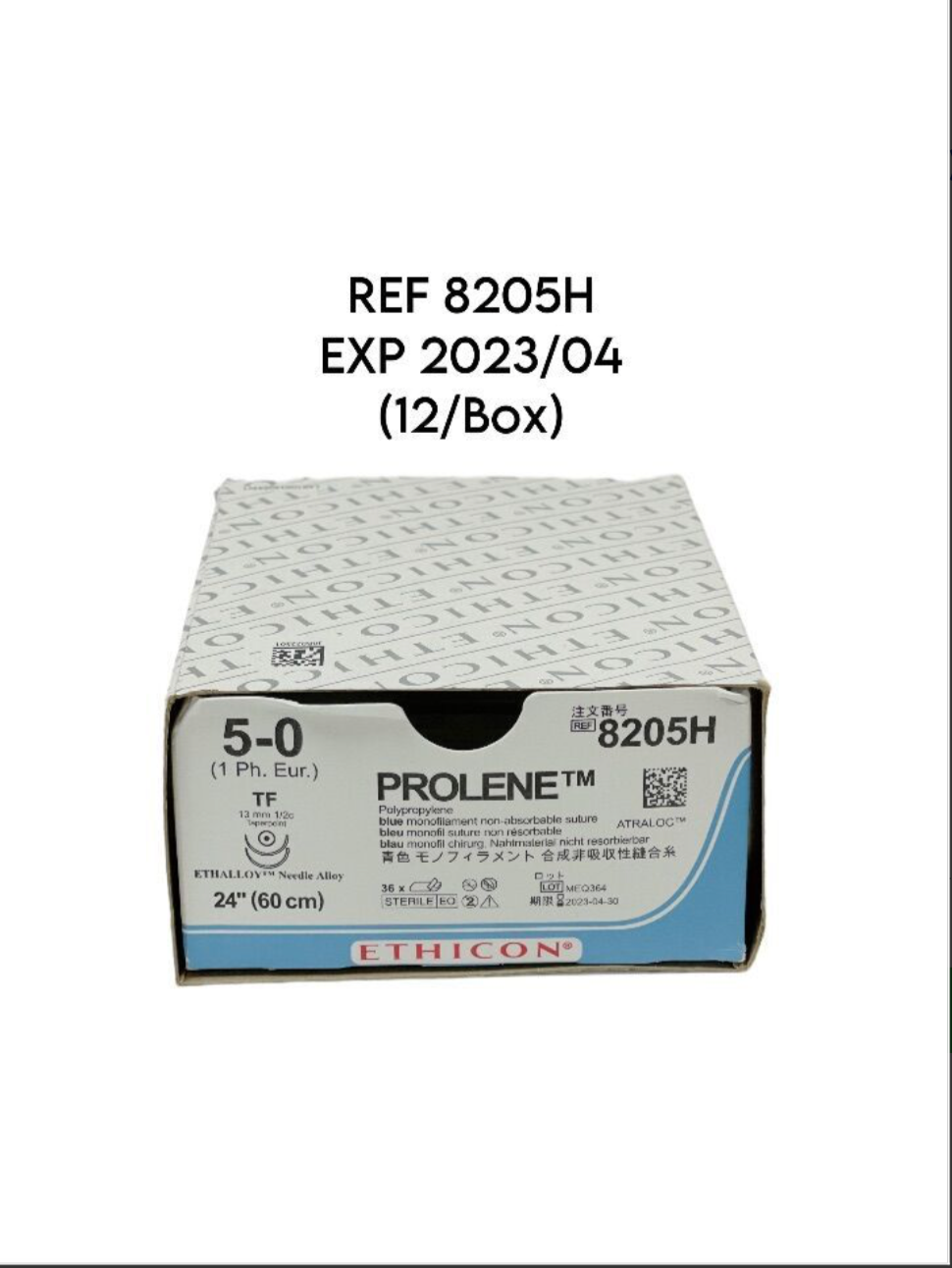 ETHICON 8205H 5-0 (1 Ph. Eur.) TF PROLENE SUTURE (12/Box) EXP 2023 04