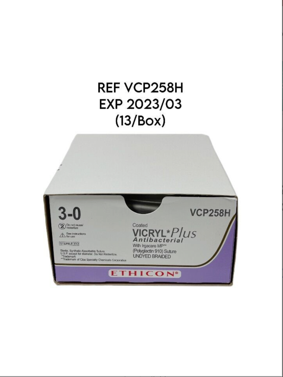 ETHICON VCP258H Coated VICRYL Plus Antibacterial 3-0 (13/Box) EXP 2023 03