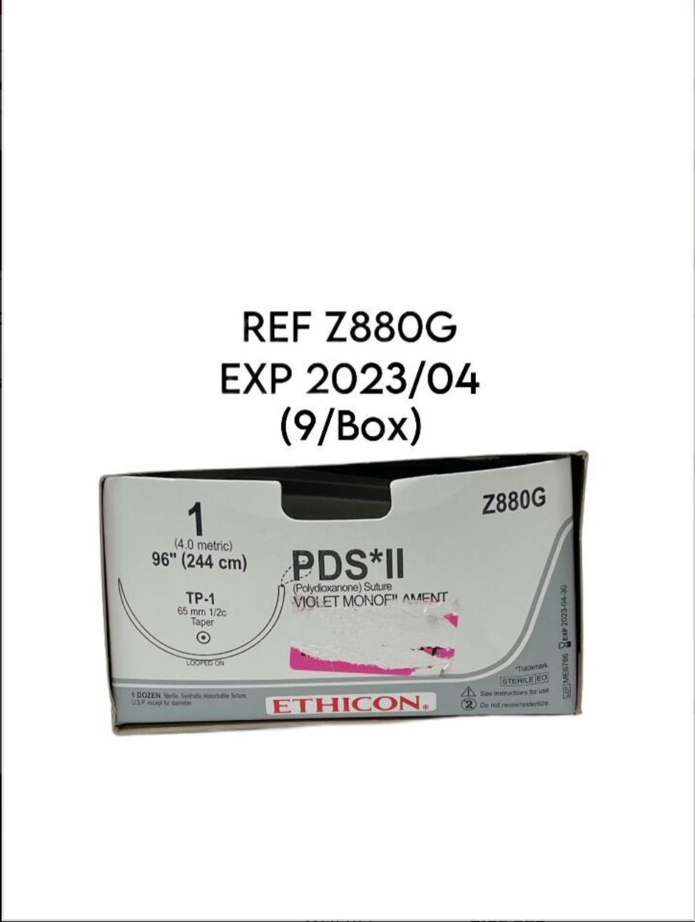 ETHICON Z880G PDS II (Polydioxanone) Suture 1 (244cm) ТР-1 EXP 2023 04 (9/Box)