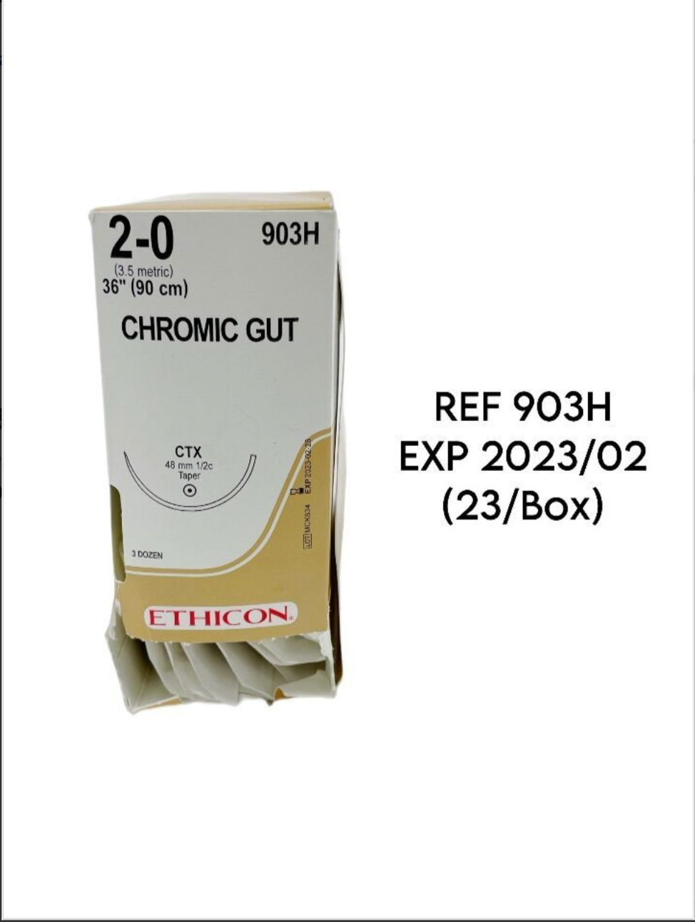 ETHICON 903H CHROMIC GUT 2-0 (3.5 metric) 36" (90 cm) EXP 2023 02 (23/Box)