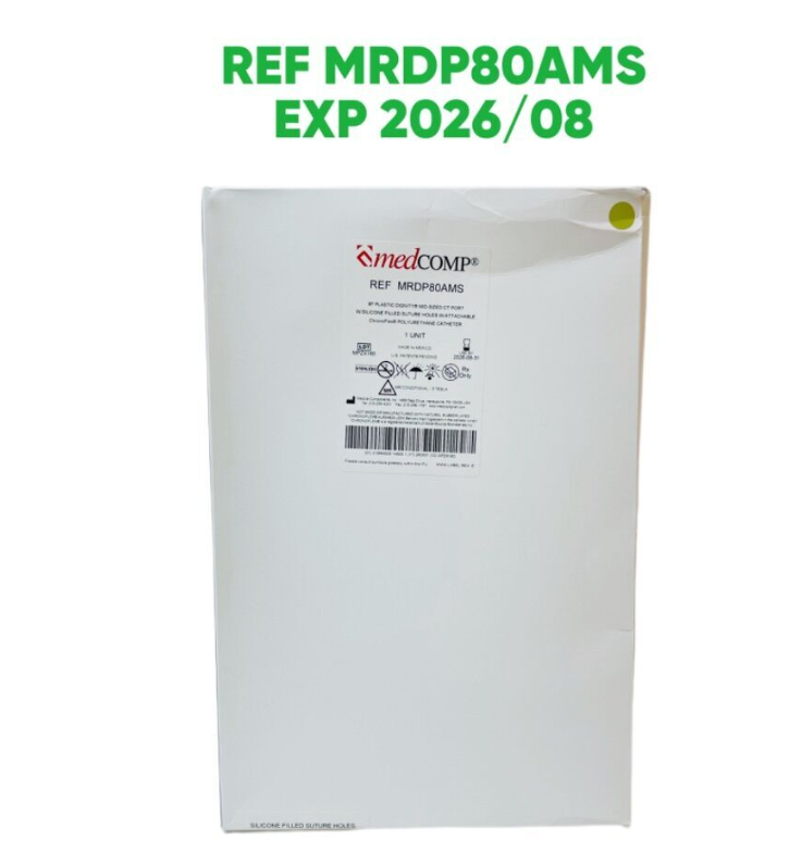 MEDICAL COMPONENTS MRDP80AMS medcomp 8F PLASTIC DIGNITY MID-SIZED CT PORT W/SILICONE FILLED SUTURE HOLES W/ATTACHABLE ChronoFlex POLYURETHANE CATHETER EXP 2026 08