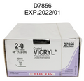 ETHICON D7856 COATED VICRYL (Polyglactin 910) Suture VIOLET BRAIDED 2-0 48" 12/BOX EXP.2022 01