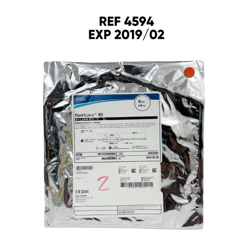 BOSTON SCIENTIFIC 4594 Hurricane RX BILIARY Balloon Dilatation Catheter 8mm X 4cm EXP.2019 02