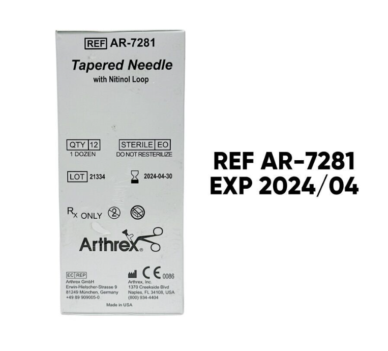 ARTHREX AR-7281 Tapered Needle with Nitinol Loop 26.5 mm 12/BOX EXP 2024 04