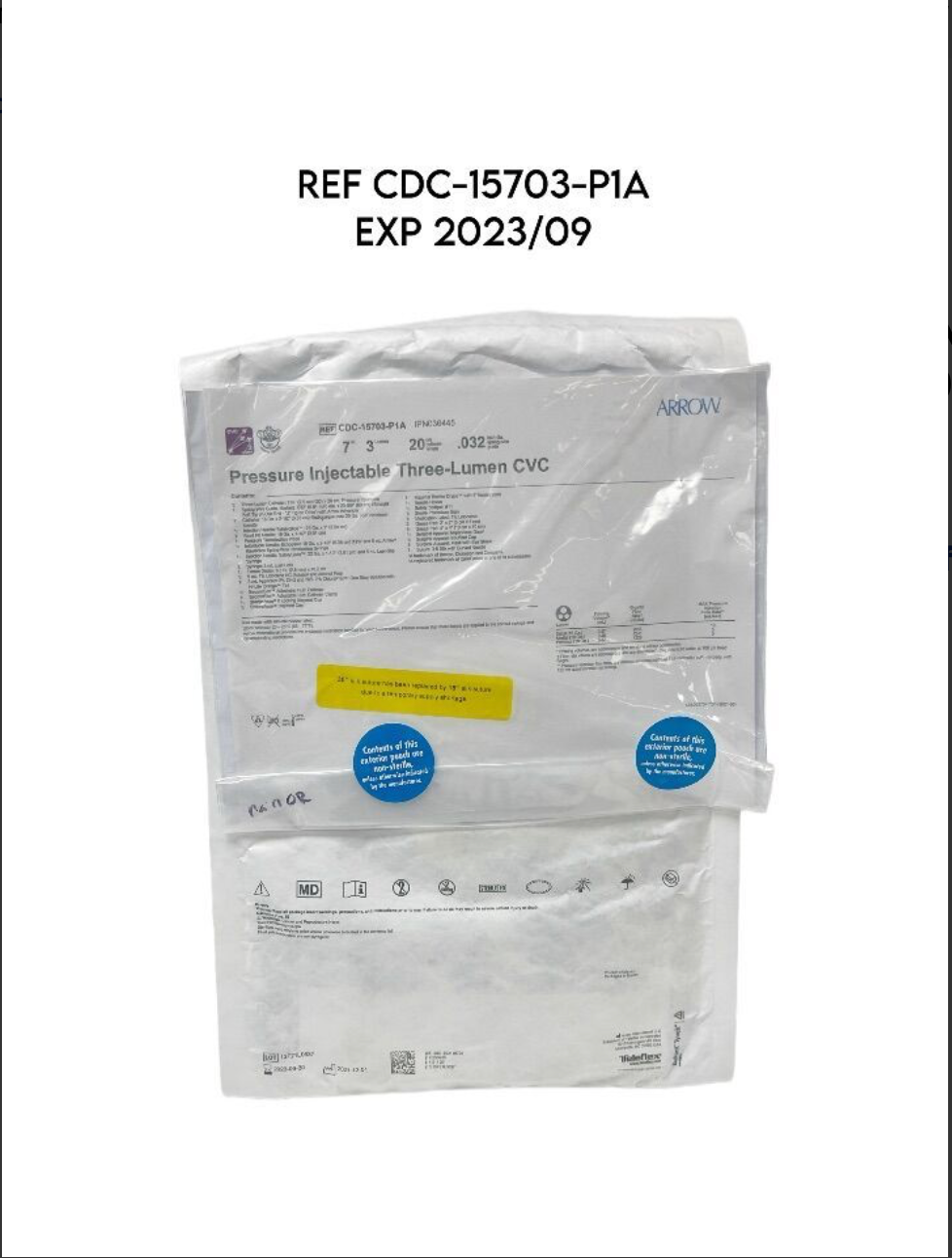 ARROW CDC-15703-P1A PRESSURE INJECTABLE MULTI-LUMEN CVC KIT 7F X 20CM EXP 2023 09