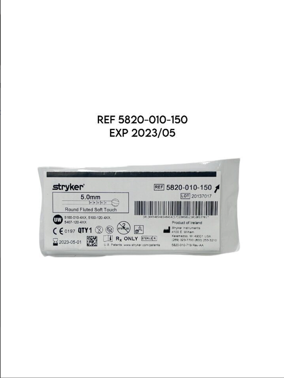 STRYKER 5820-010-150 Round Fluted Soft Touch 5.0mm EXP 2023 05