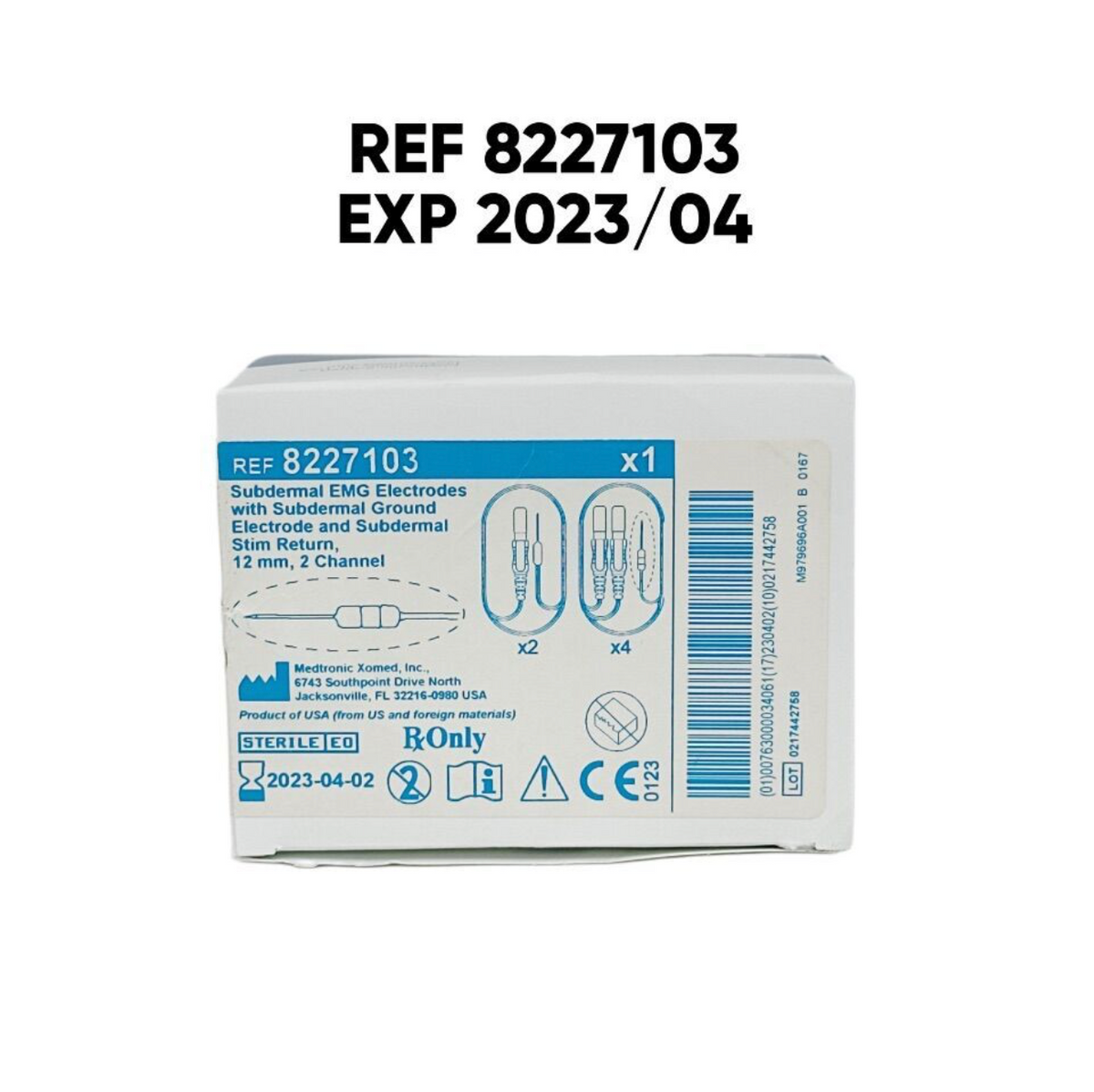 MEDTRONIC 8227103 Subdermal EMG Electrodes with Subdermal Ground Electrode and Subdermal Stim Return 12 mm 2 Channel EXP 2023 04