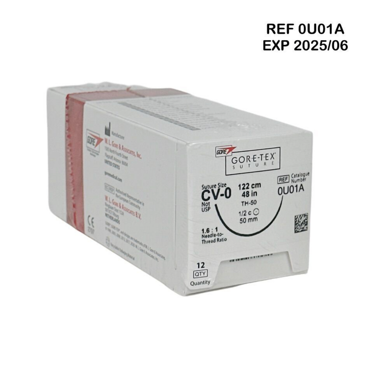 GORE 0U01A CV-0 (1) GORE-TEX 48" TH-50 TAPER EXPANDED POLYTETRAFLUOROETHYLENE MONOFILAMENT NON-ABSORBABLE SUTURE EXP 2025 06