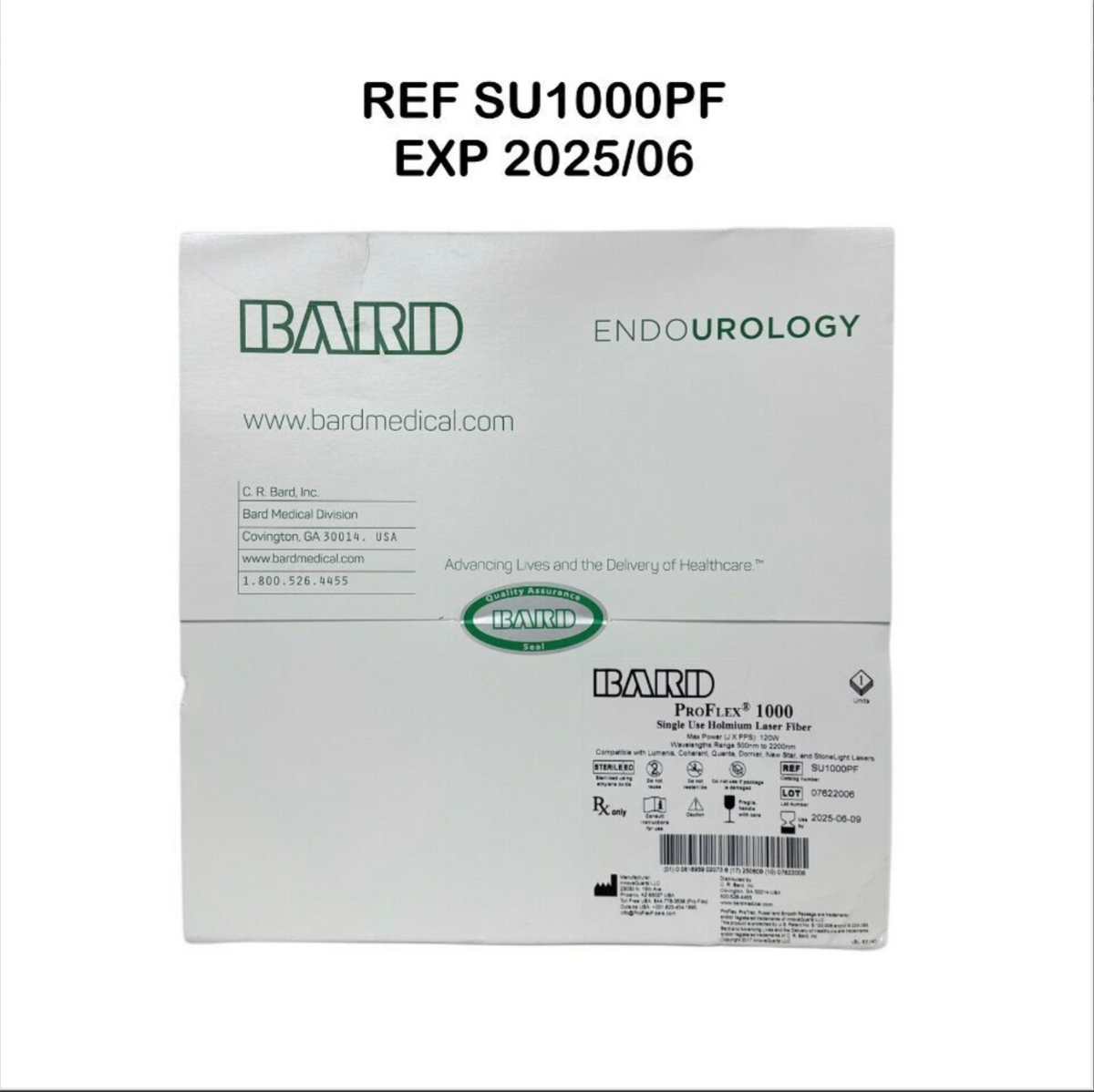 BARD SU1000PF PROFLEX 1000 Single Use Holmium Laser Fiber Max Power (J X PPS) 120W Wavelengths Range 500nm to 2200nm EXP 2025 06
