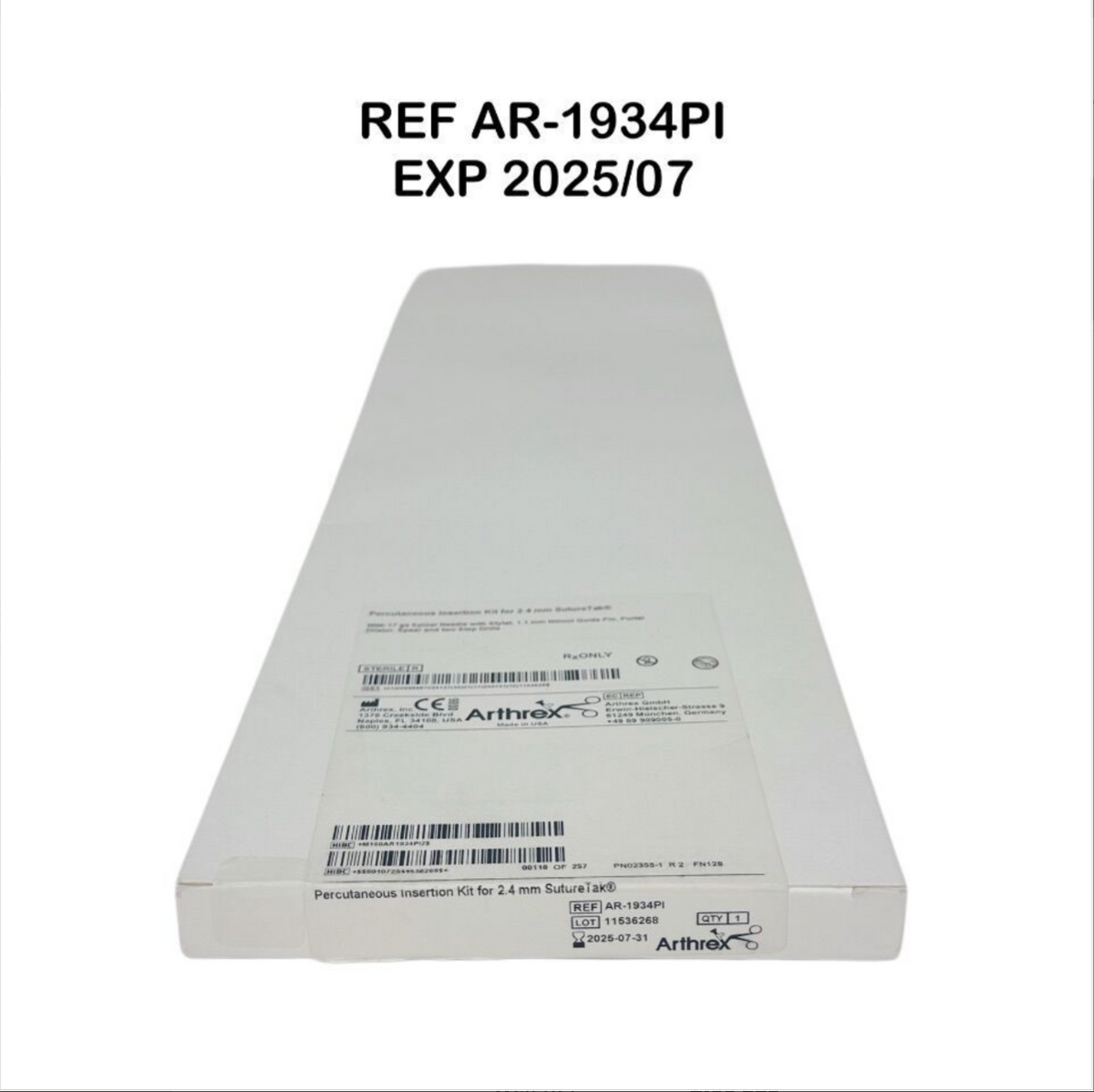 ARTHREX AR-1934PI Percutaneous Insertion Kit for 2.4 mm SutureTak EXP 2025 07