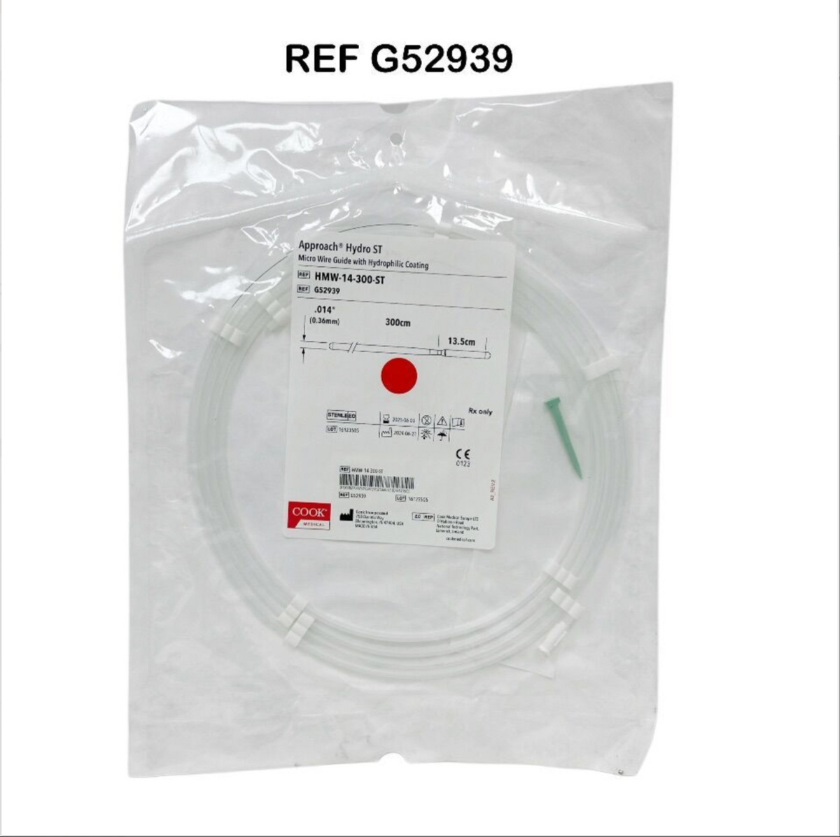 COOK MEDICAL G52939 Approach Hydro ST Micro Wire Guide with Hydrophilic Coating EXP 2025 06