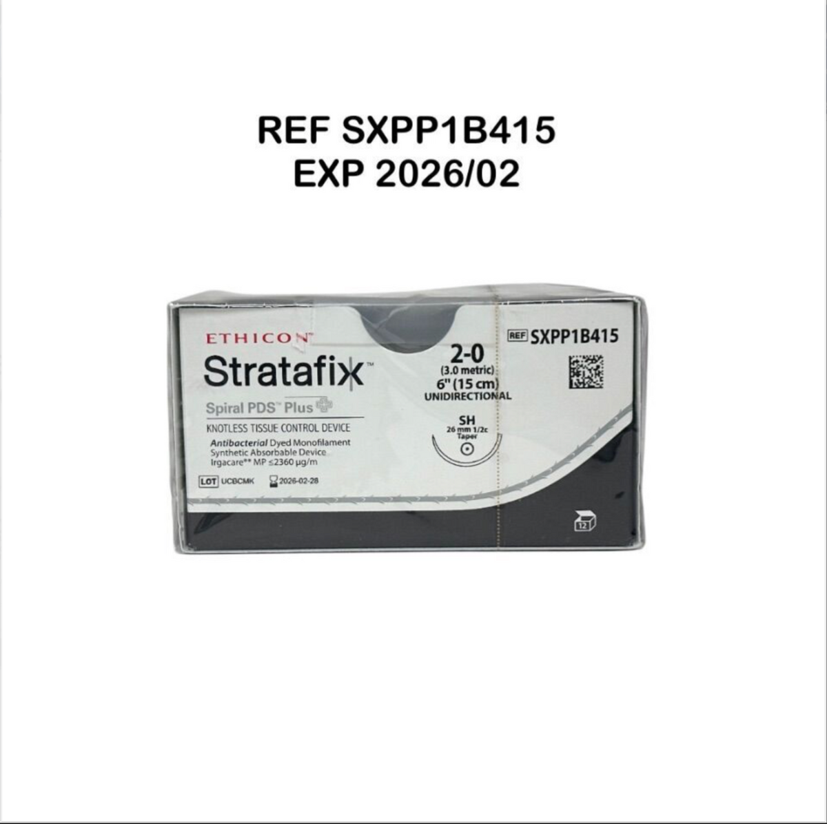 ETHICON SXPP1B415 Stratafix Spiral PDS" Plus & KNOTLESS TISSUE CONTROL DEVICE 2-0 (3.0 metric) 6" (15 cm) UNIDIRECTIONAL EXP 2026 02