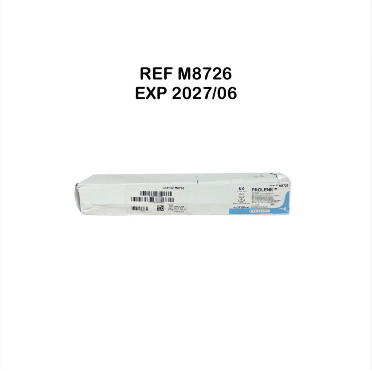 ETHICON M8726 PROLENE blue monofilament non-absorbable suture 6-0 (0.7 Ph. Eur.) C-1 13 mm 3/8c Taperpoint EXP 2027 06