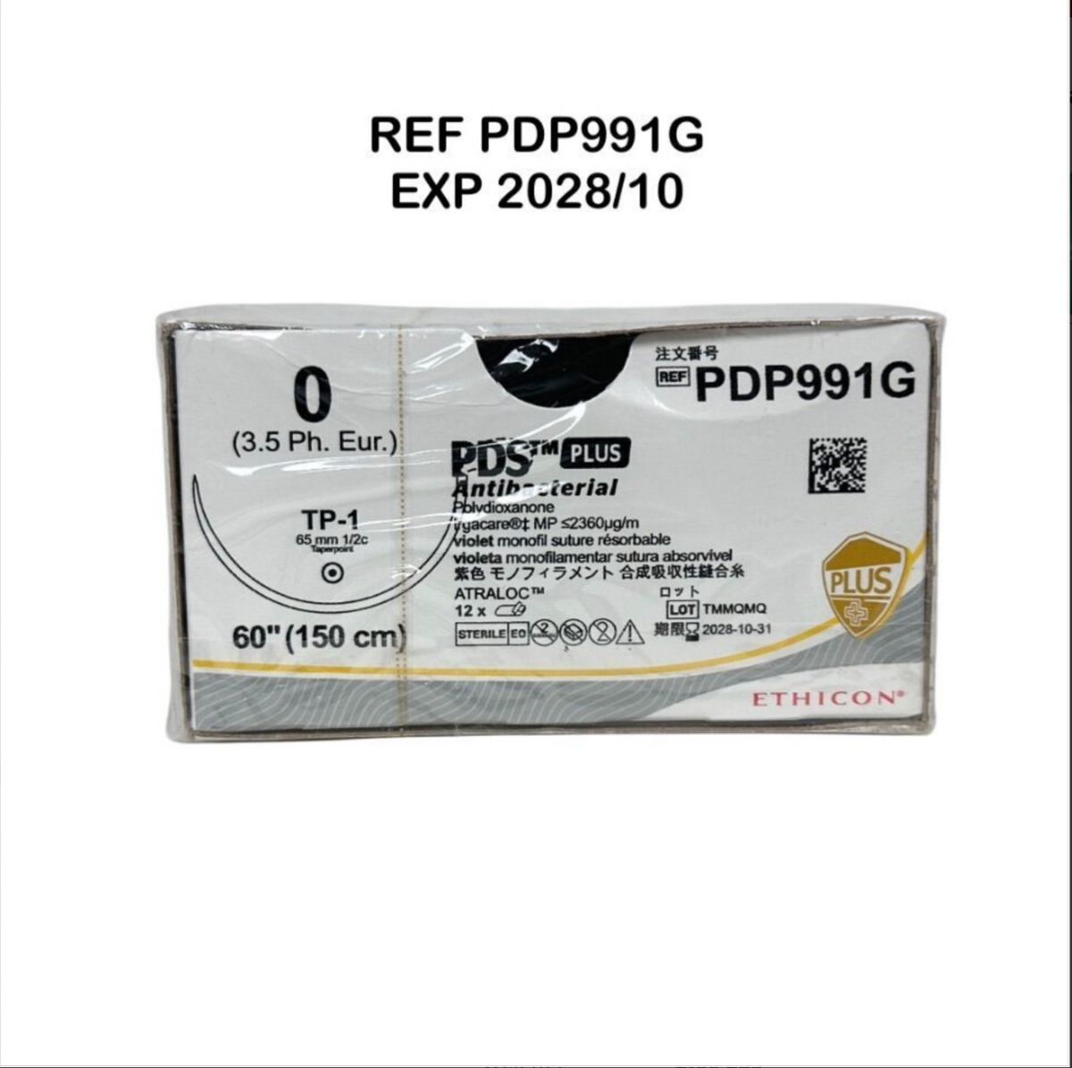 ETHICON PDP991G PDS PLUS antibacterial violet monofil suture résorbable 0 (3.5 Ph. Eur.) TP-1 EXP 2028 10