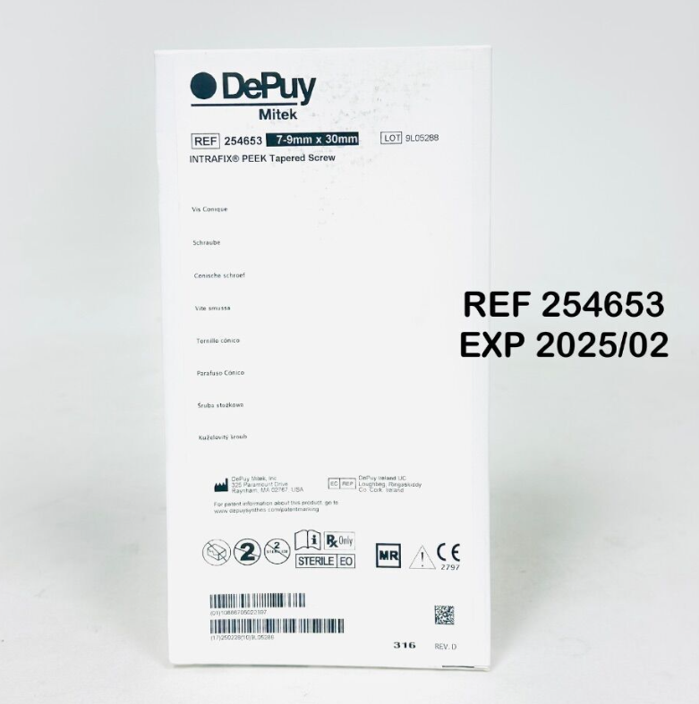 DEPUY MITEK 254653 INTRAFIX PEEK Tapered Screw 7-9mm x 30mm EXP 2025 02