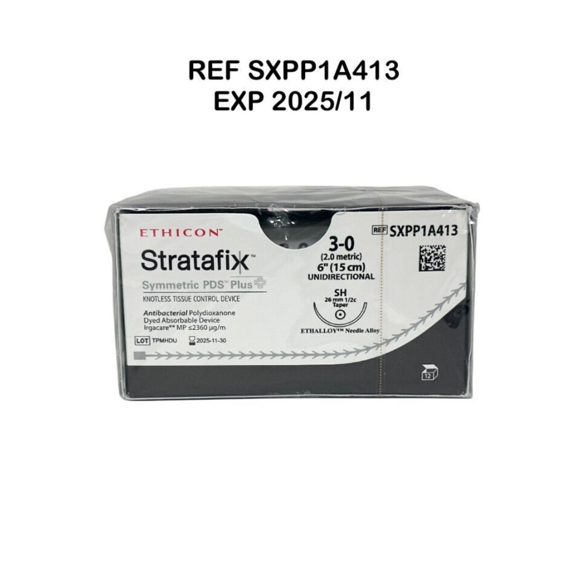 ETHICON SXPP1A413 Stratafix Symmetric PDS Plus T KNOTLESS TISSUE CONTROL DEVICE 3-0 (2.0 metric) 6" (15 cm) UNIDIRECTIONAL SH EXP 2025 11