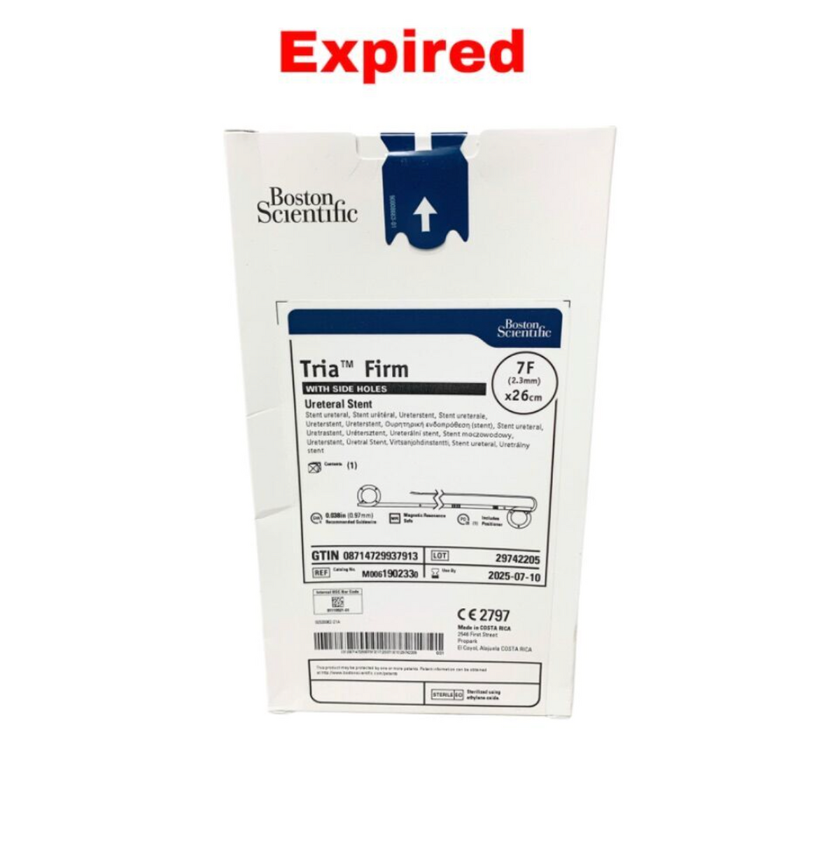 BOSTON SCIENTIFIC M0061902330 Tria Firm Ureteral Stent 7F x 26cm (With Side Holes) Expired 2025 07