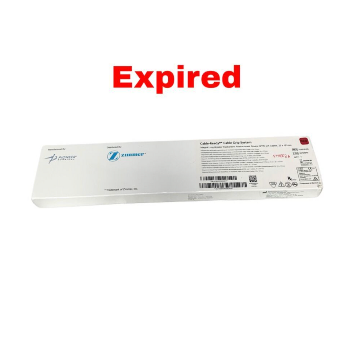PIONEER SURGICAL 2232-02-05 Cable Grip System (Integral Long Greater Trochanteric Reattachment Device (GTR) w/4 Cables, 23×121mm) Expired 2025 08