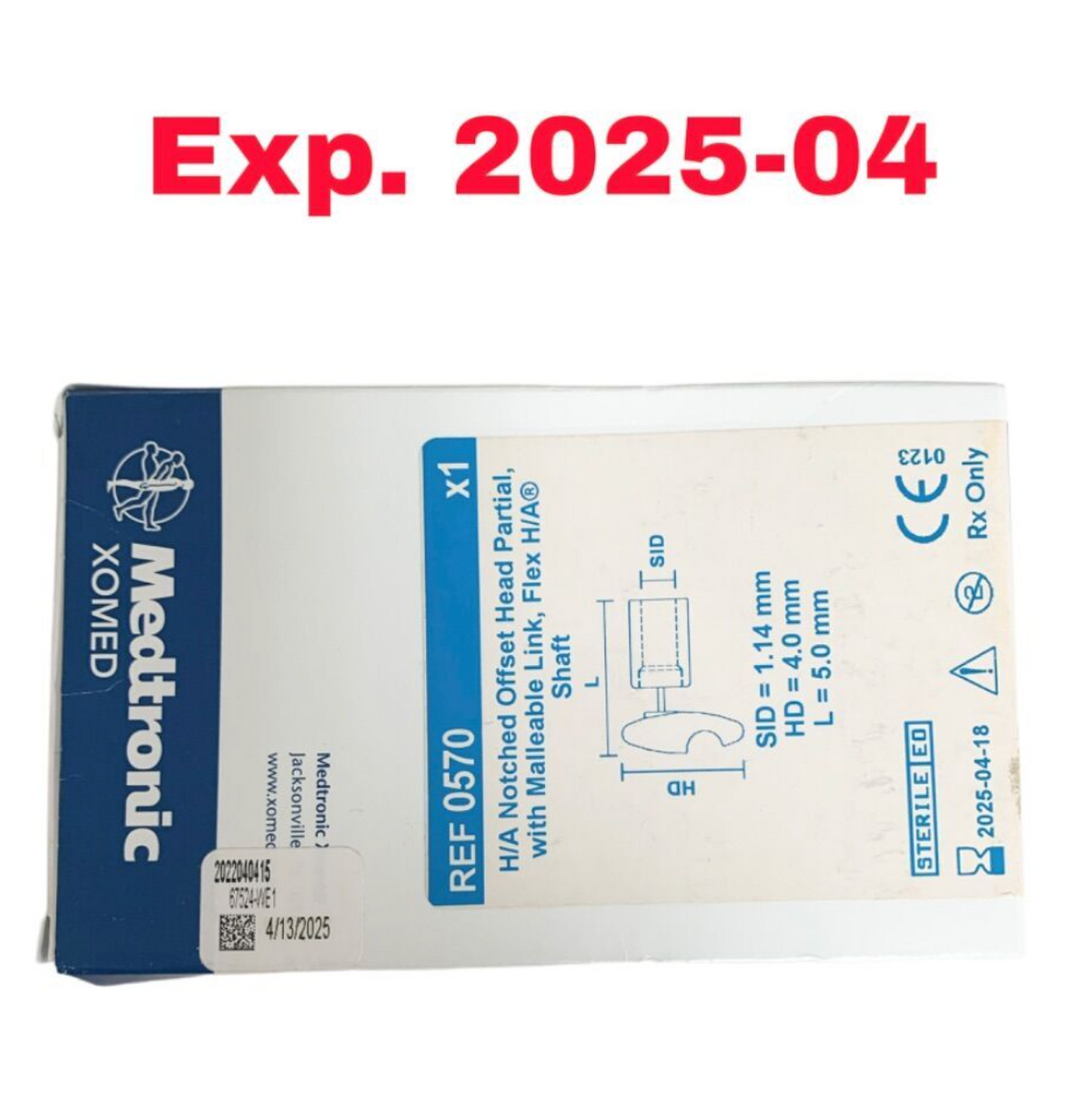MEDTRONIC/ XOMED 0570 H/A Notched Offset Head Partial with Malleable Link Flex H/A Shaft Exp 2025 04