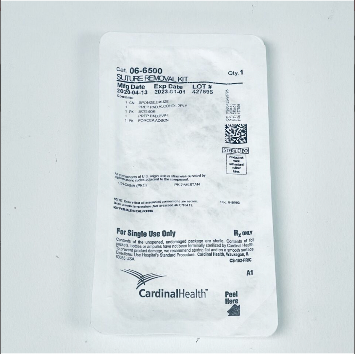 CARDINAL HEALTH 06-6500 SUTURE REMOVAL KIT EXP 2023 01