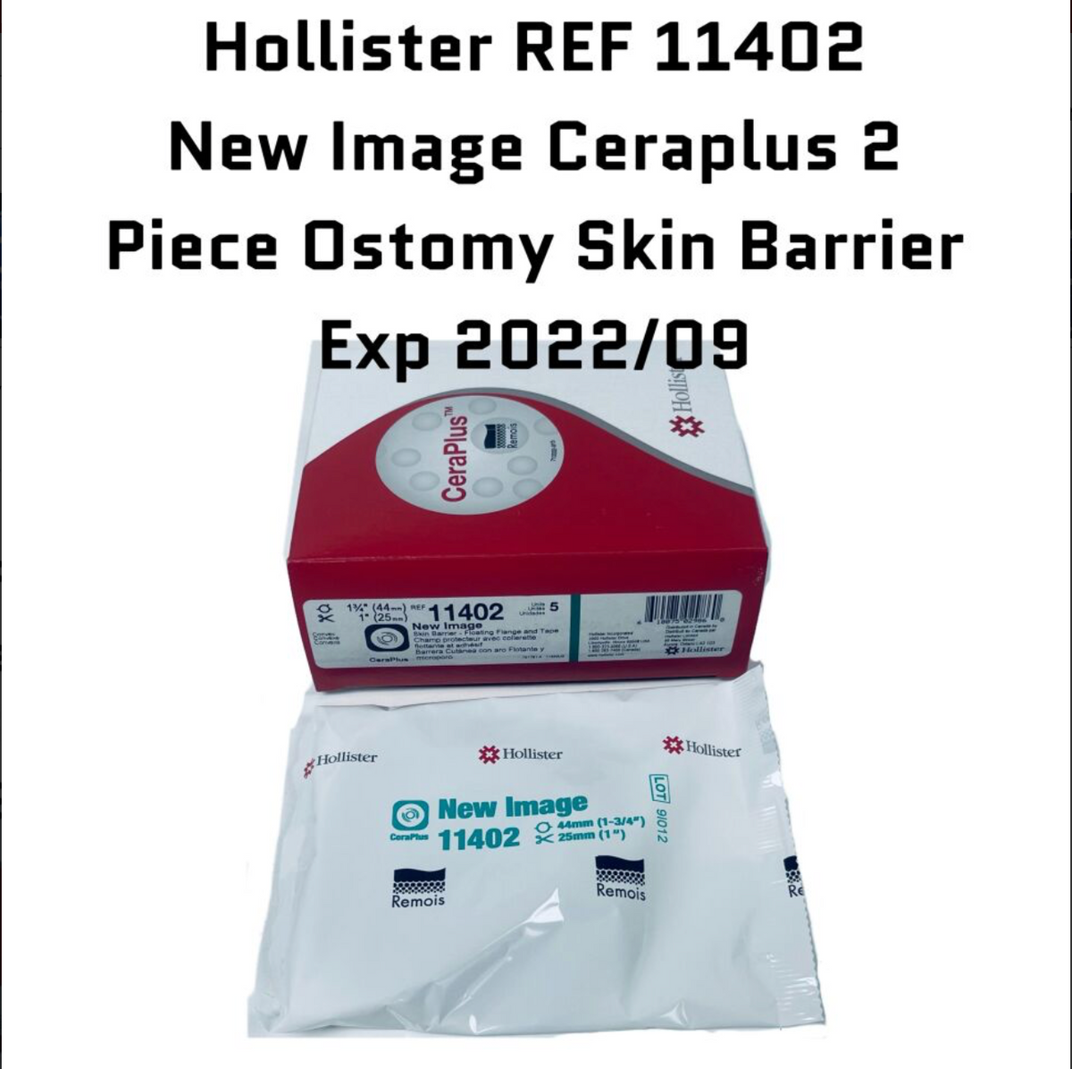 HOLLISTER INC. 11402 New Image CeraPlus 2-Piece Ostomy Skin Barrier Box of 5 EXP 2022 09
